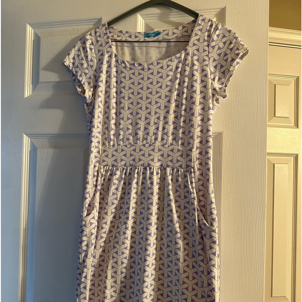 J. McLaughlin Purple and White Patterned Dress